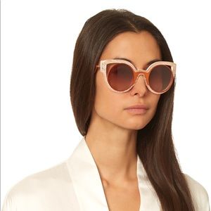 Fendi Orange Pink Glitter Round Cat Eye Sunglasses